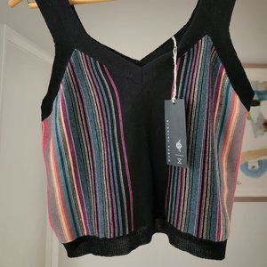 NWT Burning Torch Los Angeles brand multicolored black crop tank Size Small